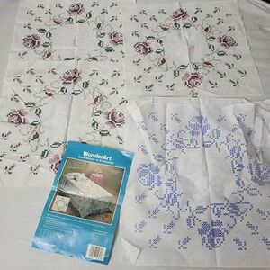 WonderArt 1981 Colonial Rose 11 Quilt Blocks Stamped Cotton Poly 3 Partial
